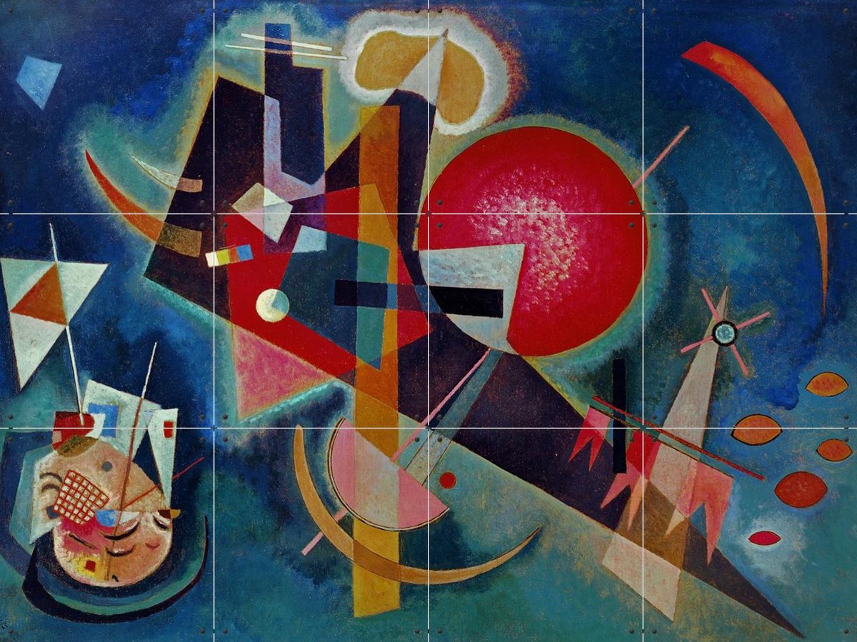 IXXI In Blue, Kandinsky & Bridgeman Images - 80 x 60 cm - Gratis ophangtool - Grote wanddecoratie en posters - Klassiek, Abstract, Olieverf