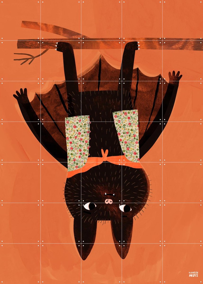 IXXI Vleertje Muis, Aniek Bartels - 100 x 140 cm - Gratis ophangtool - Grote wanddecoratie en posters - Speels, Illustraties, Cartoonesk, Kinderkamer