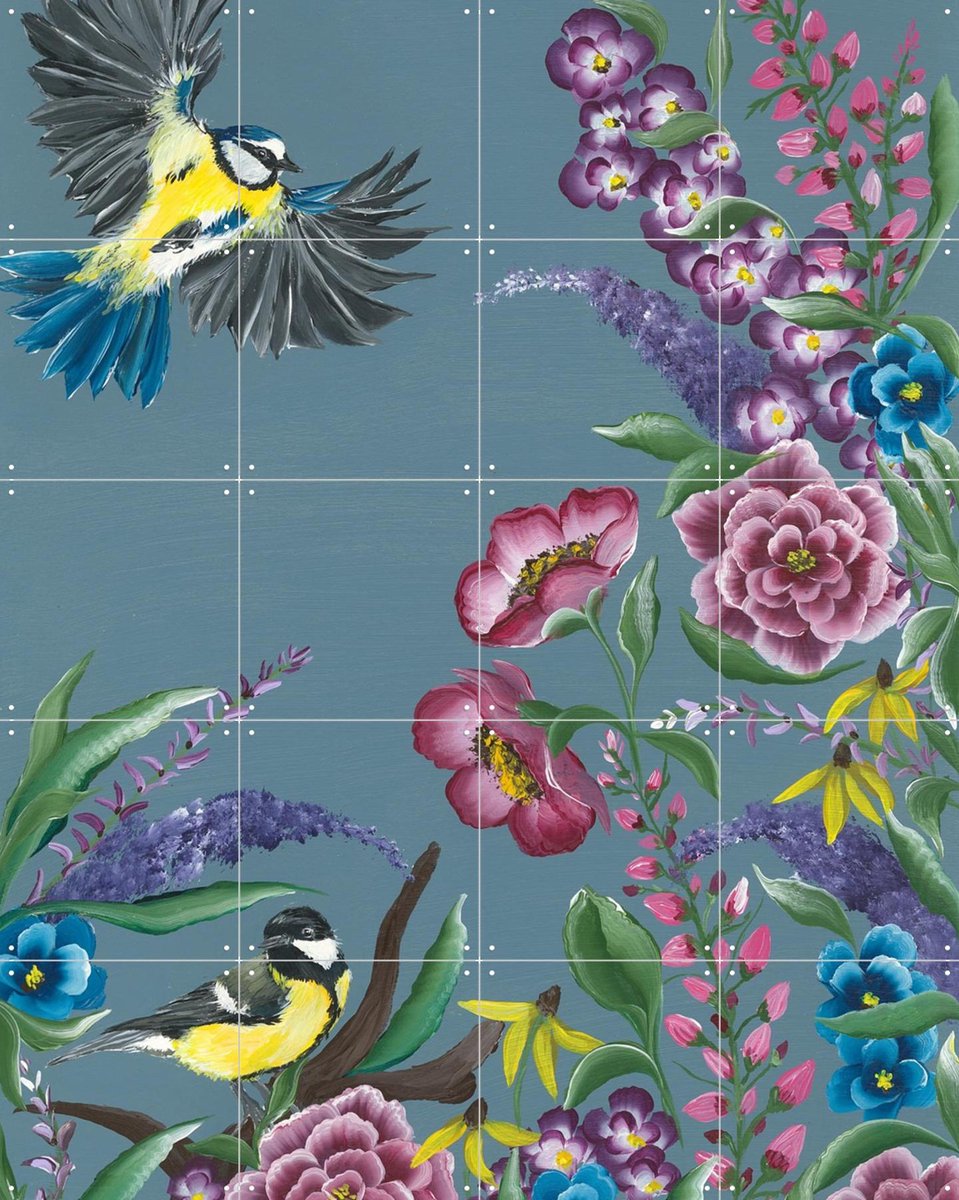 IXXI Flight in Bloom, Lens en penseel door Myrte - 80 x 100 cm - Gratis ophangtool - Grote wanddecoratie en posters - Kleurrijk, Illustraties