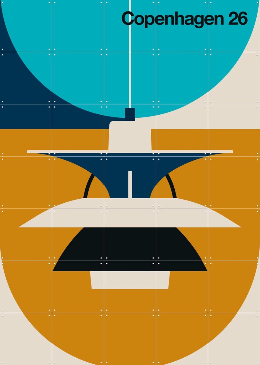IXXI Copenhagen 26, Bo Lundberg - 100 x 140 cm - Gratis ophangtool - Grote wanddecoratie en posters - Illustraties, Kleurrijk, Geometrische Kunst