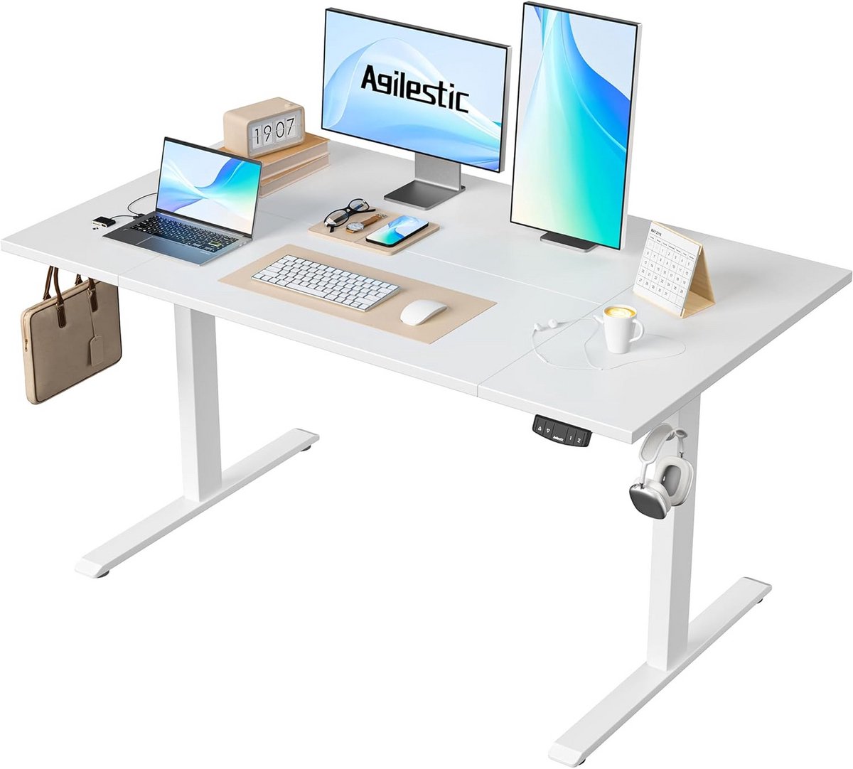 Elektrisch In Hoogte Verstelbaar Bureau 140x80 cm Zit-Sta Bureau met Geheugenfunctie