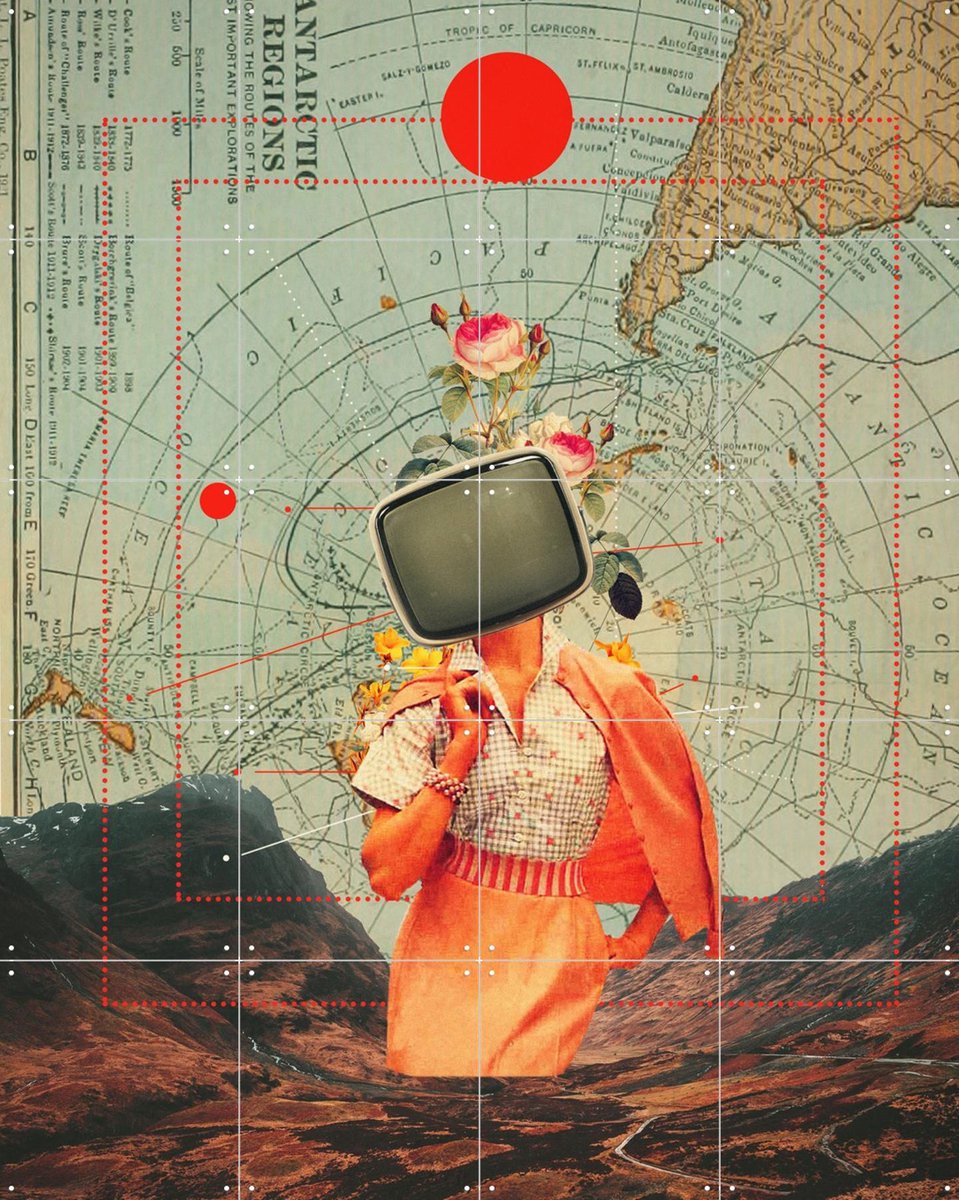 IXXI Antarctic Broadcast, Frank Moth - 80 x 100 cm - Gratis ophangtool - Grote wanddecoratie en posters - Vintage, Illustraties,