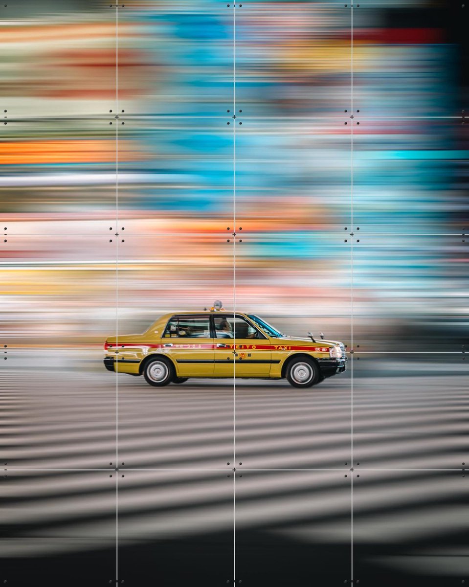 IXXI Taxi, Tristan Zhou - 80 x 100 cm - Gratis ophangtool - Grote wanddecoratie en posters - Fotografie, Kleurrijk, Mancave