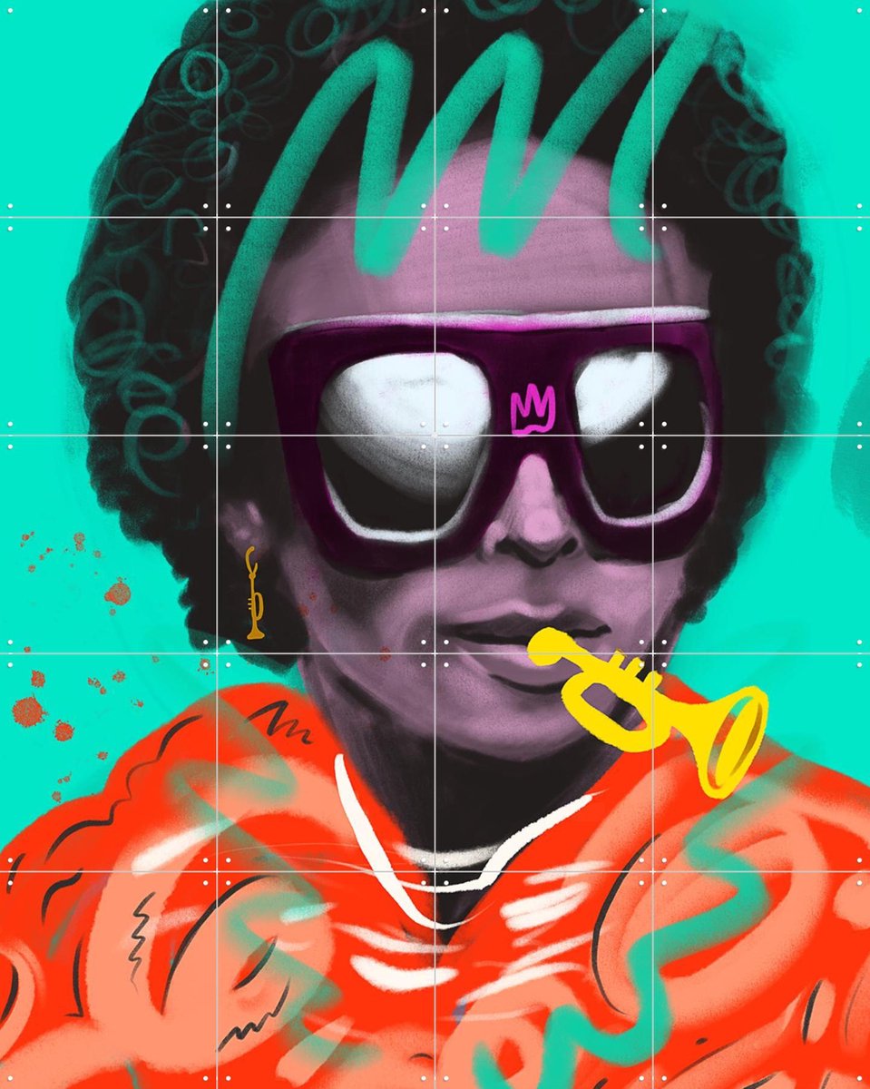 IXXI Miles Davis, Pop-art by Tadej - 80 x 100 cm - Gratis ophangtool - Grote wanddecoratie en posters - Kleurrijk, Pop art, Illustraties, Portretten