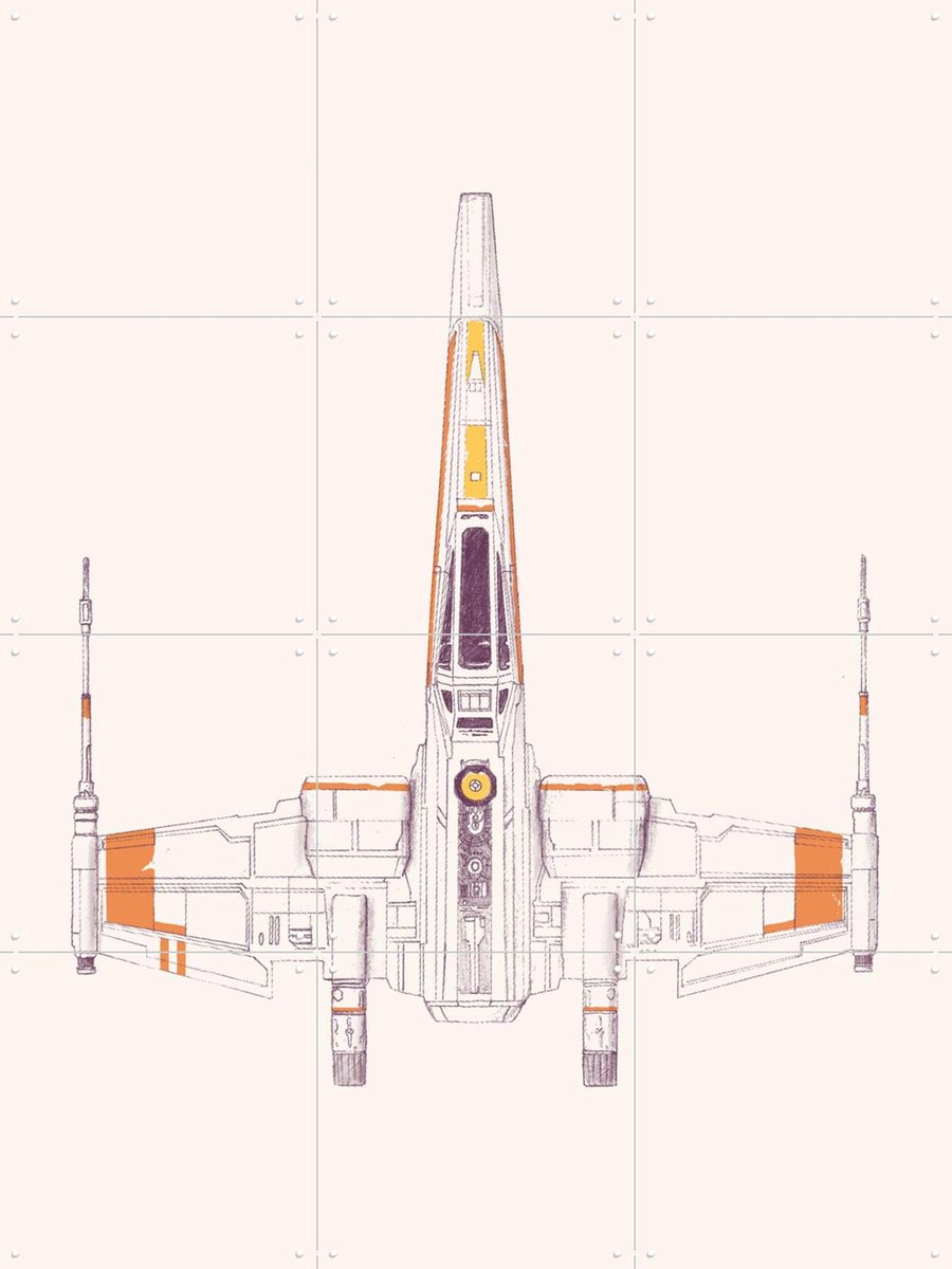 IXXI X-Wing, Florent Bodart - 60 x 80 cm - Gratis ophangtool - Grote wanddecoratie en posters - Illustraties, Vintage, Kinderkamer, Mancave, Kinderen