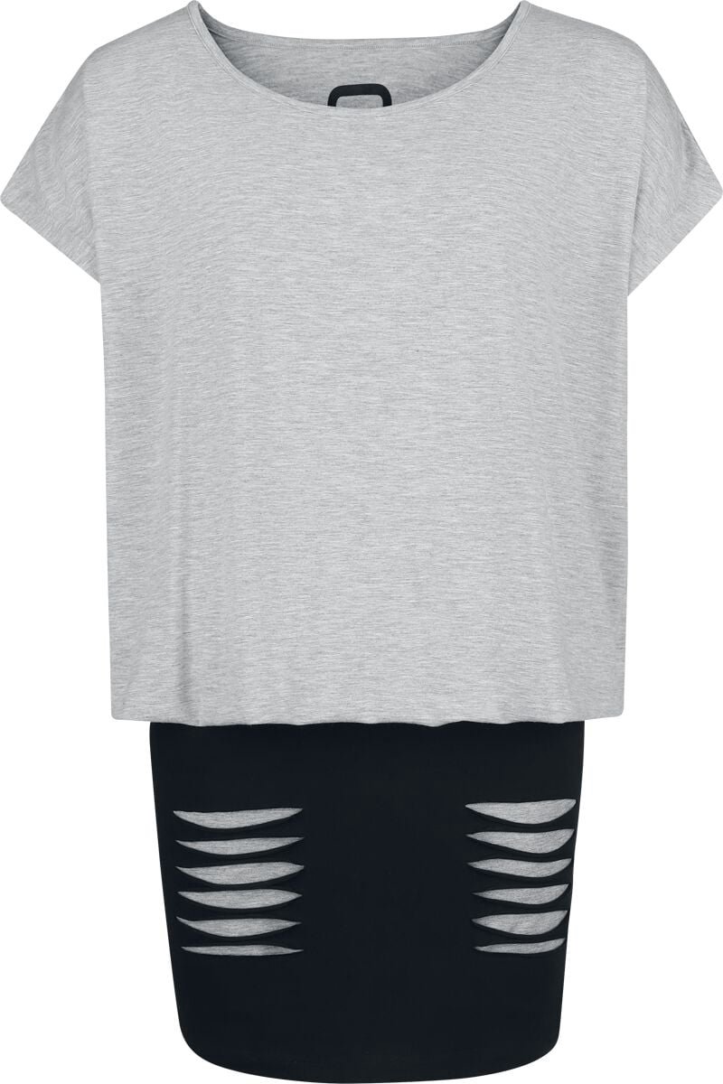 R.E.D. Rock-Engineered Design Zwarte/grijze korte jurk met dubbele lagen look - Dames - M