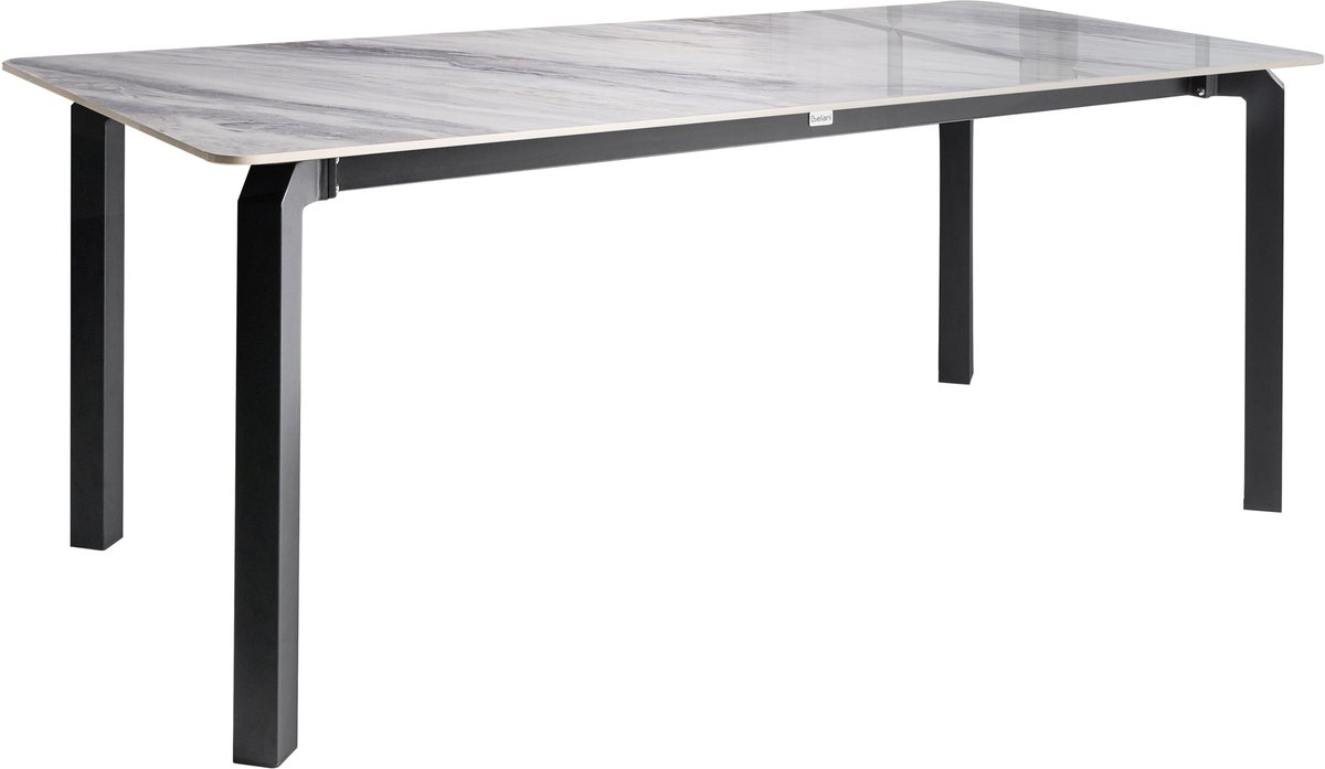 FELETTO - Tuintafel - Zwart/Grijs marmer - 180 x 90 cm - Steen