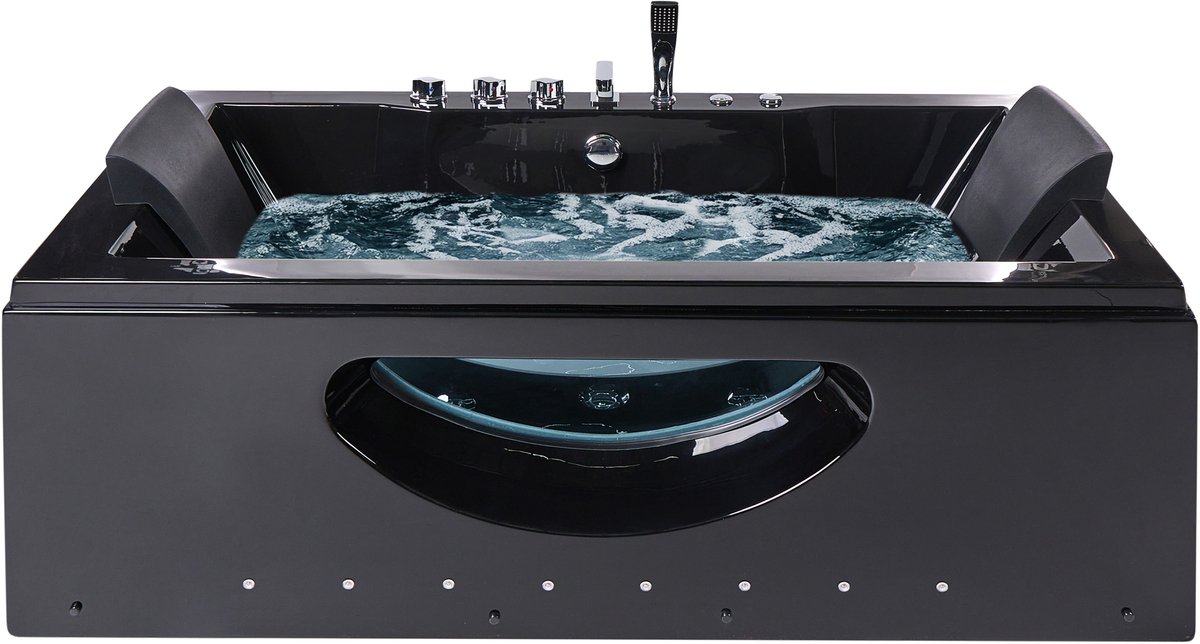 HAWES - Whirlpool met LED - Zwart - 180 x 90 cm - ABS