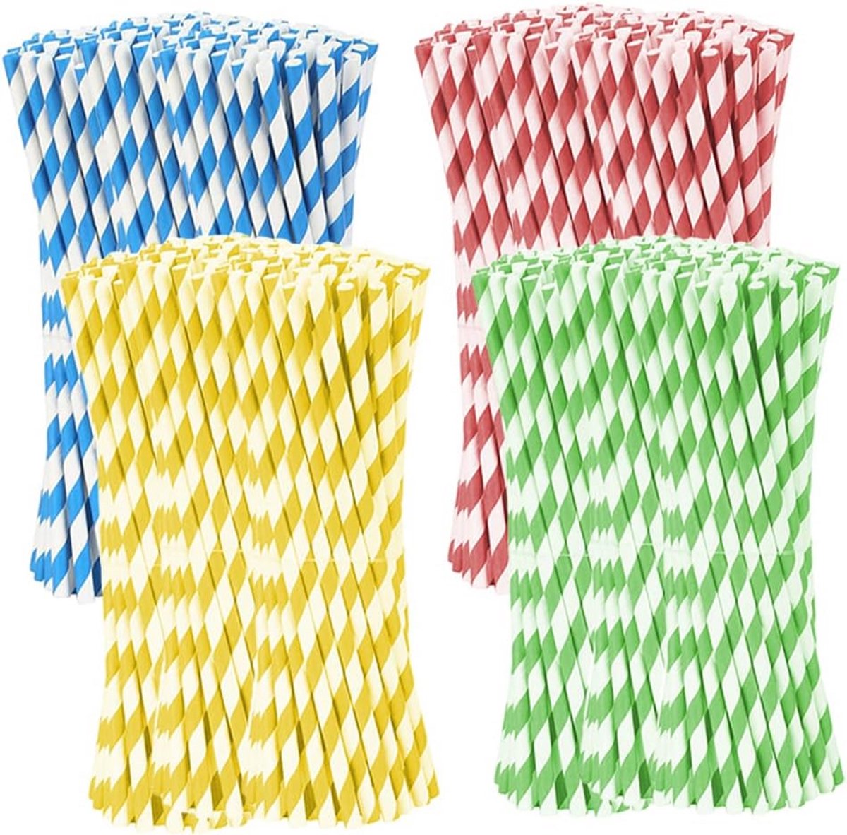 500 Stuks Gestreepte Papieren Rietjes - Kleurrijk voor Feestjes en Drankjes