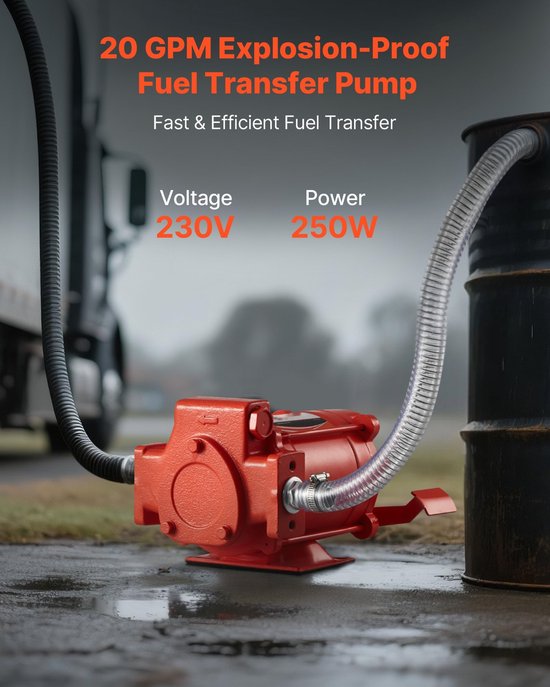 Brandstof Transferpomp - Elektrische Dieselovervoerpomp - 230V - 76 l/min - Automatische Afslag - Met Afvoerslang - Voor Diesel, Benzine, Kerosine, Biodiesel en Ethanolmix van Merkloos — afbeelding 3