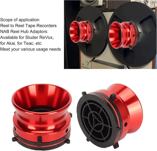 JHUBERS Naafadapters - Aluminiumlegering - Stabiliteit - Rood - Universele Laadapparaat - Geschikt voor Reel-to-Reel Taperecorders van Jhubers — afbeelding 3