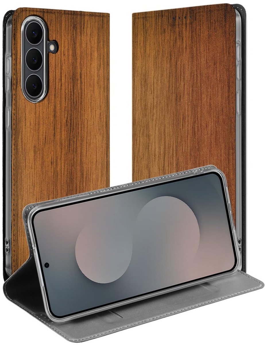 Samsung Galaxy S25 FE Wallet Case Donker Hout