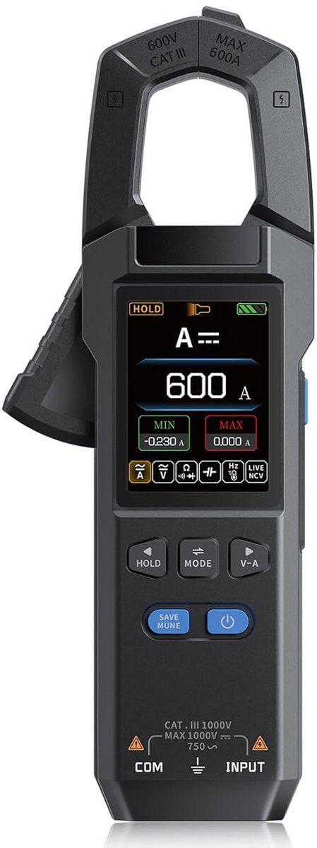 Digitale Tangamperemeter met Klemmeter en Kleurenscherm