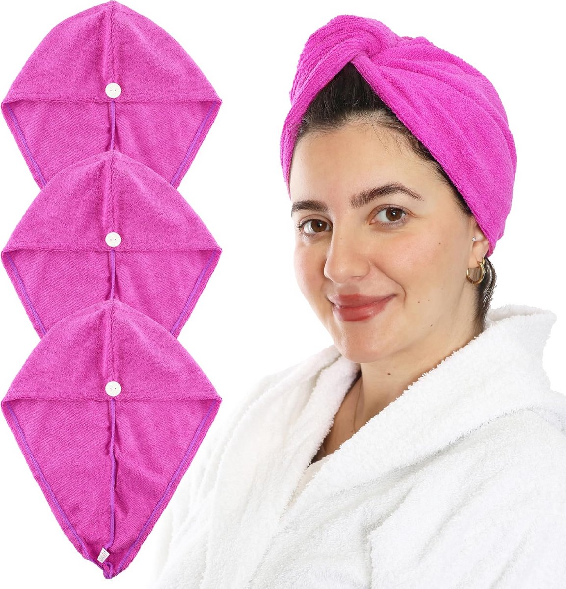 3-Pack Paarse Microvezel Haarwikkels Extreem Absorberend Krultang Sneldrogend
