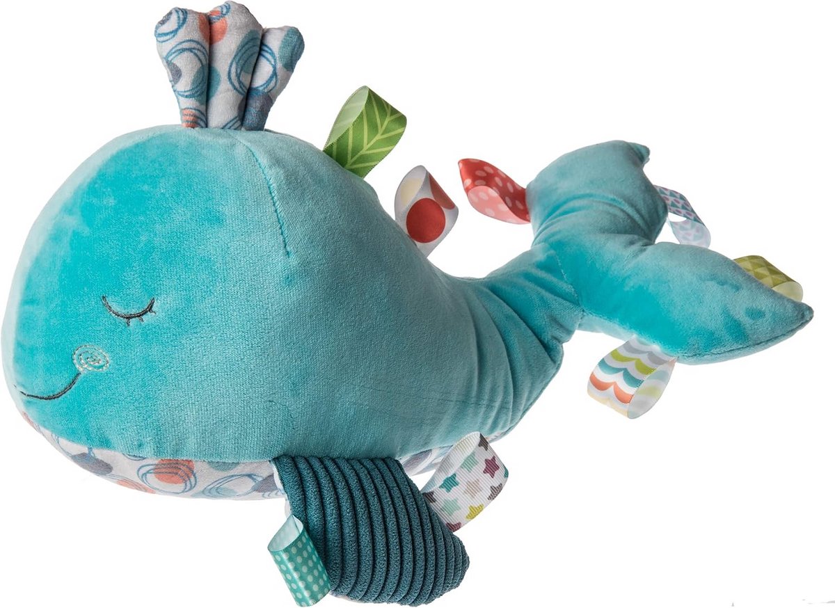 Zacht Pluche Knuffeldier Walvis met Tactiele Labels voor Baby's