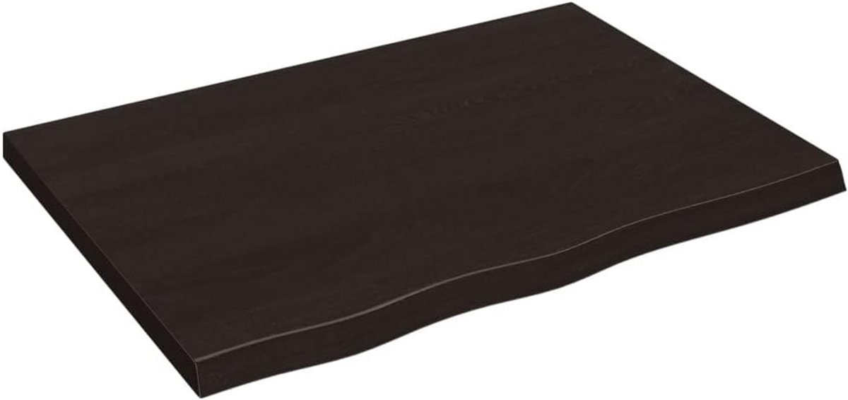 Massief Eiken Houten Tafelblad Donkerbruin 80x60 cm - Vervangingstafelblad