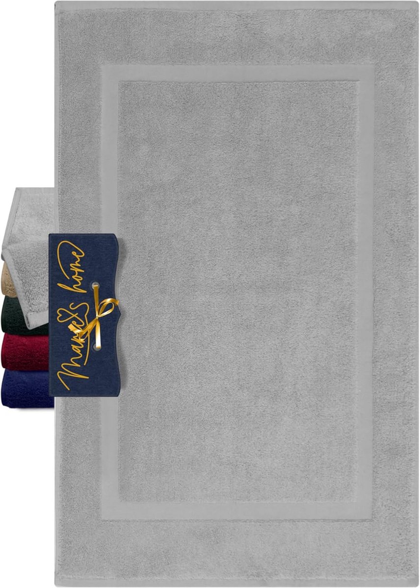 Klassieke douchemat voor douche, bad en toilet, 50 x 80 cm, Zilver