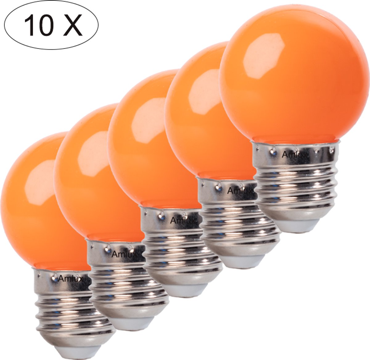 Set 10 stuks oranje led lampen - 1W - E27