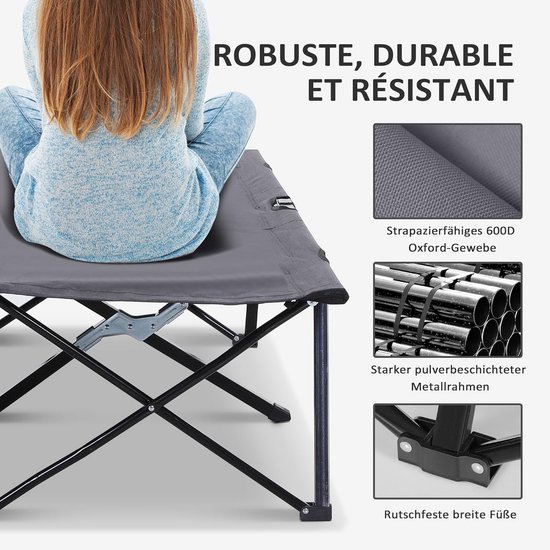 Tweepersoons Campingbed Opvouwbaar - XL Luchtbed voor Vakantie en Festivals - 193x125cm Grijs van Tweepersoons. — afbeelding 3