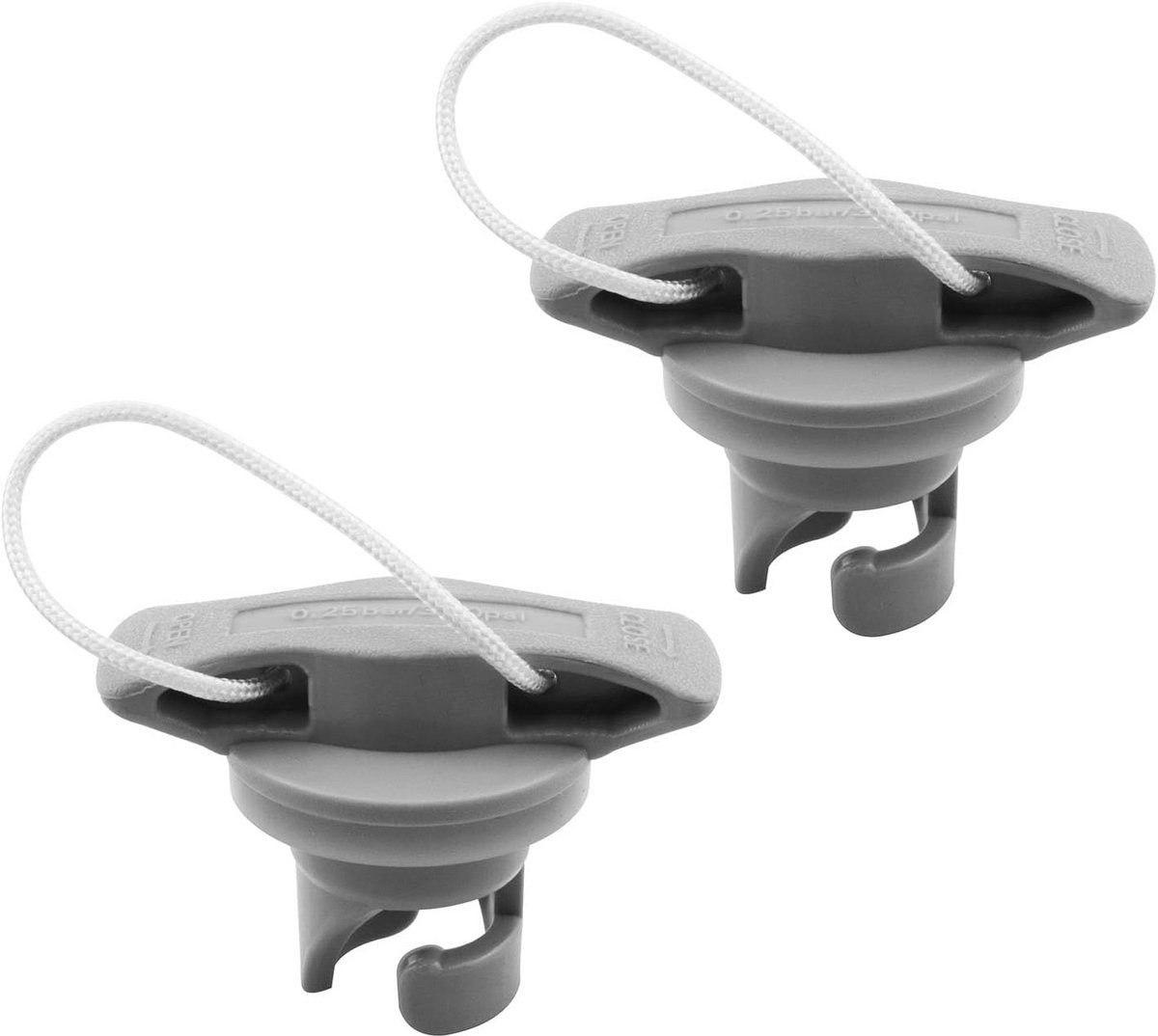 2x Universele Luchtklep Dop & Plug voor Opblaasbare Boot, Kajak, en Paddleboard - Grijs
