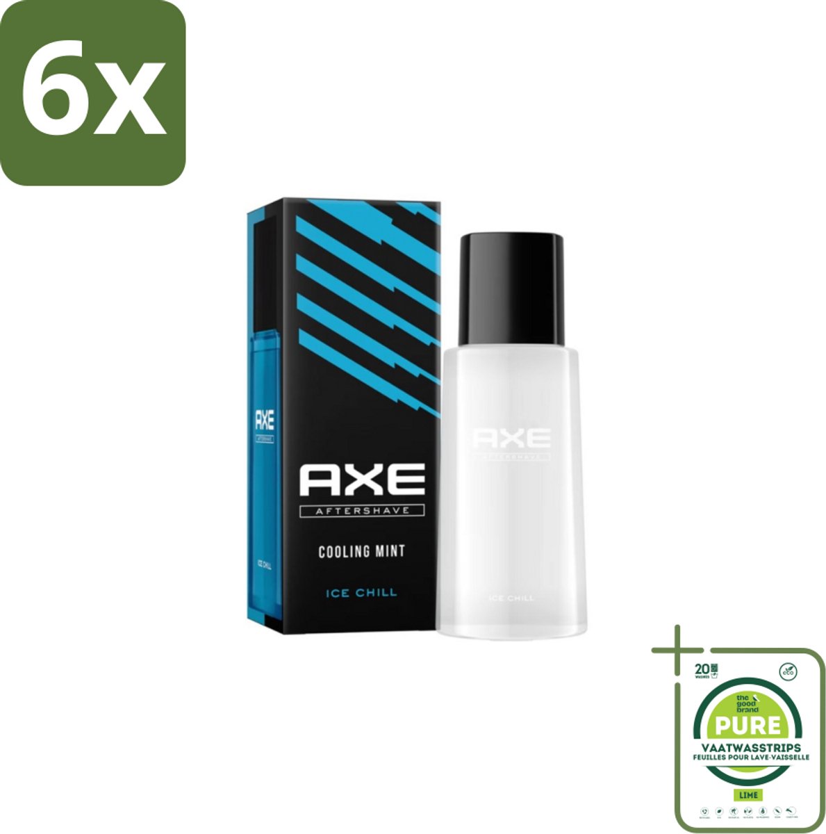 Axe – Aftershave – Ice Chill – Cooling Mint – 100 ml - Voordeelverpakking - 6 stuks - Aftershave - Verkoeling