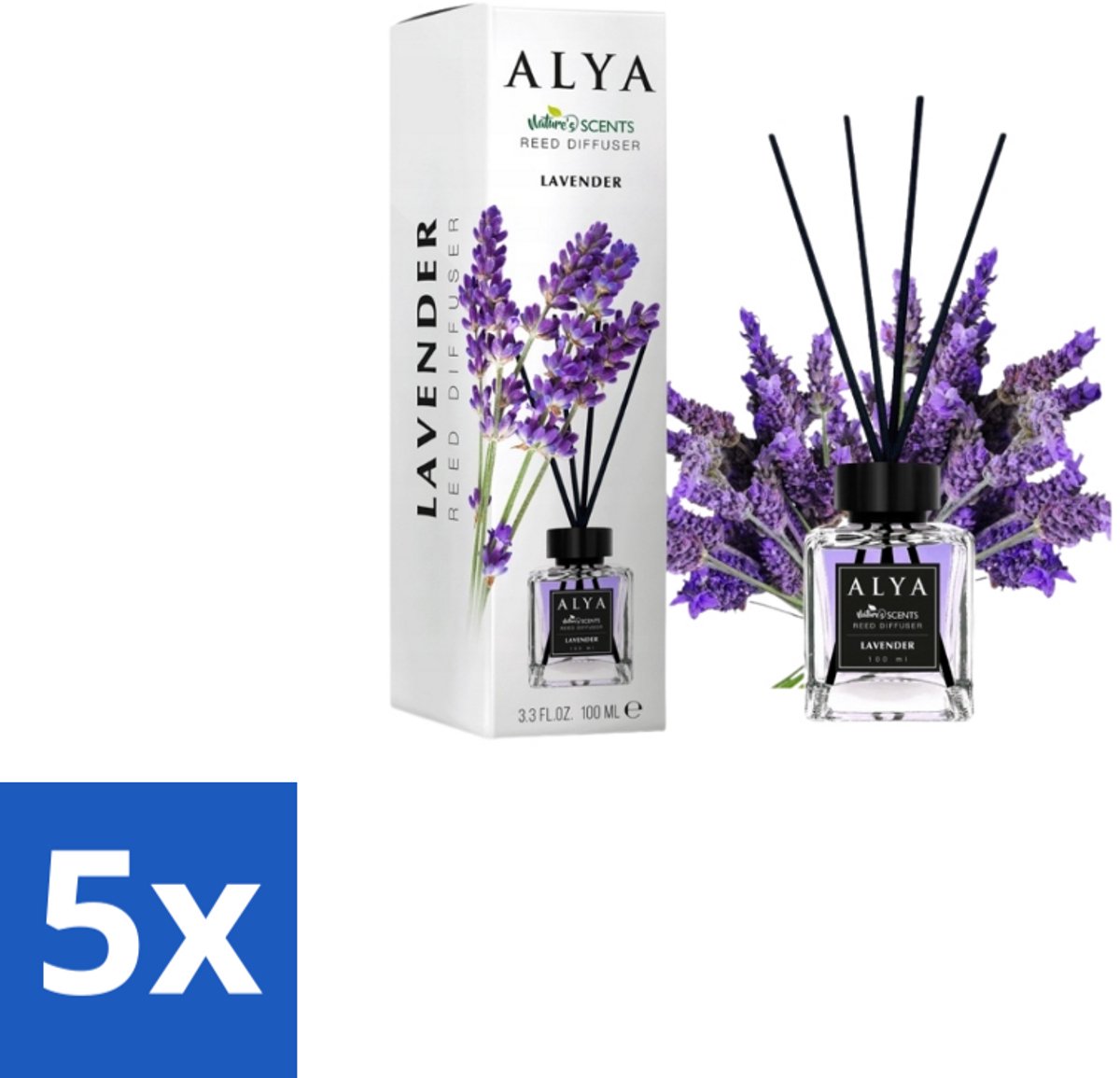 Alya – Reed Diffuser – Lavender – Interieurparfum - Bulkverpakking - 5 stuks