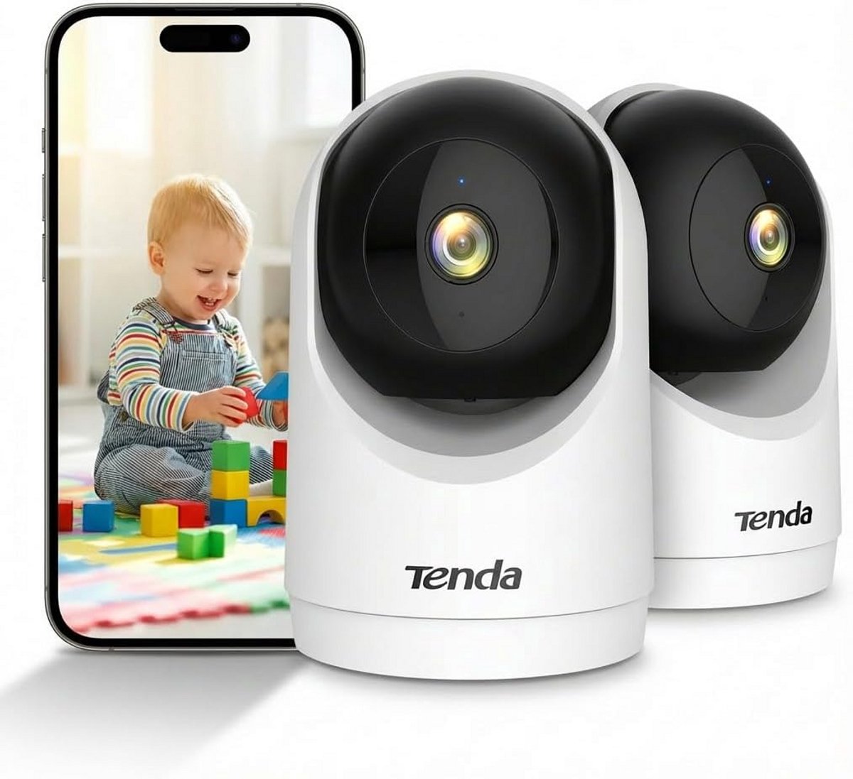 Set van 2 WiFi Binnencamera's met 3MP HD, 360 Graden Pan-Tilt, Nachtzicht & Personenherkenning