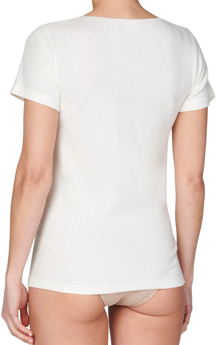 Entex dames thermo shirt korte mouw met kant - Wollen thermisch ondergoed dames - Zwart / M