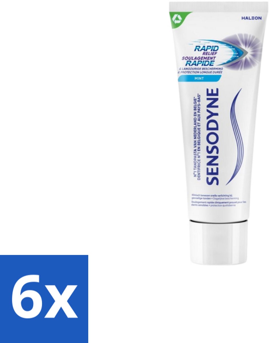 Sensodyne – Tandpasta – Rapid Relief Whitening – 75 ml - Voordeelverpakking - 6 stuks