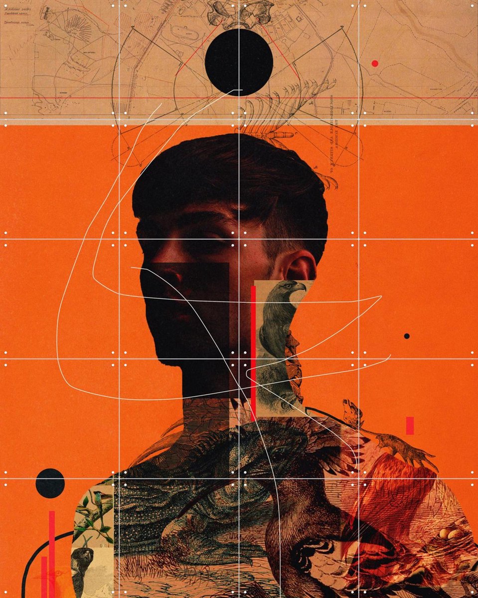 IXXI Alterations, Frank Moth - 80 x 100 cm - Gratis ophangtool - Grote wanddecoratie en posters - Kleurrijk, Abstract, Collage, Illustraties, Gemengde