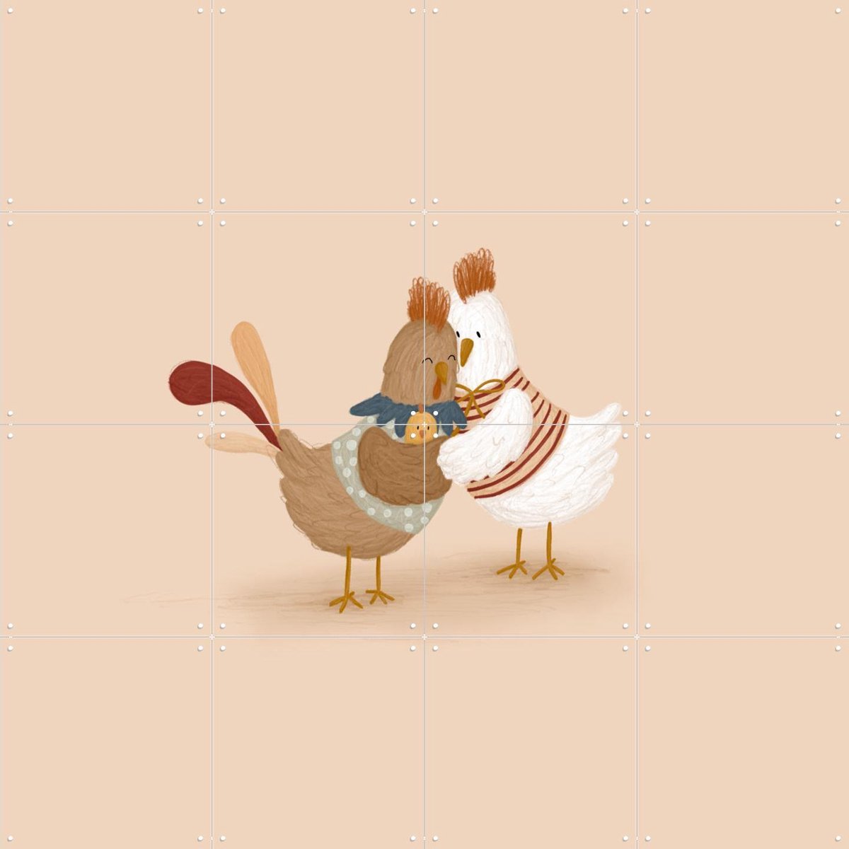 IXXI Happy Family, Studio Phie - 80 x 80 cm - Gratis ophangtool - Grote wanddecoratie en posters - Illustraties, Fantasierijk, Speels, Cartoonesk
