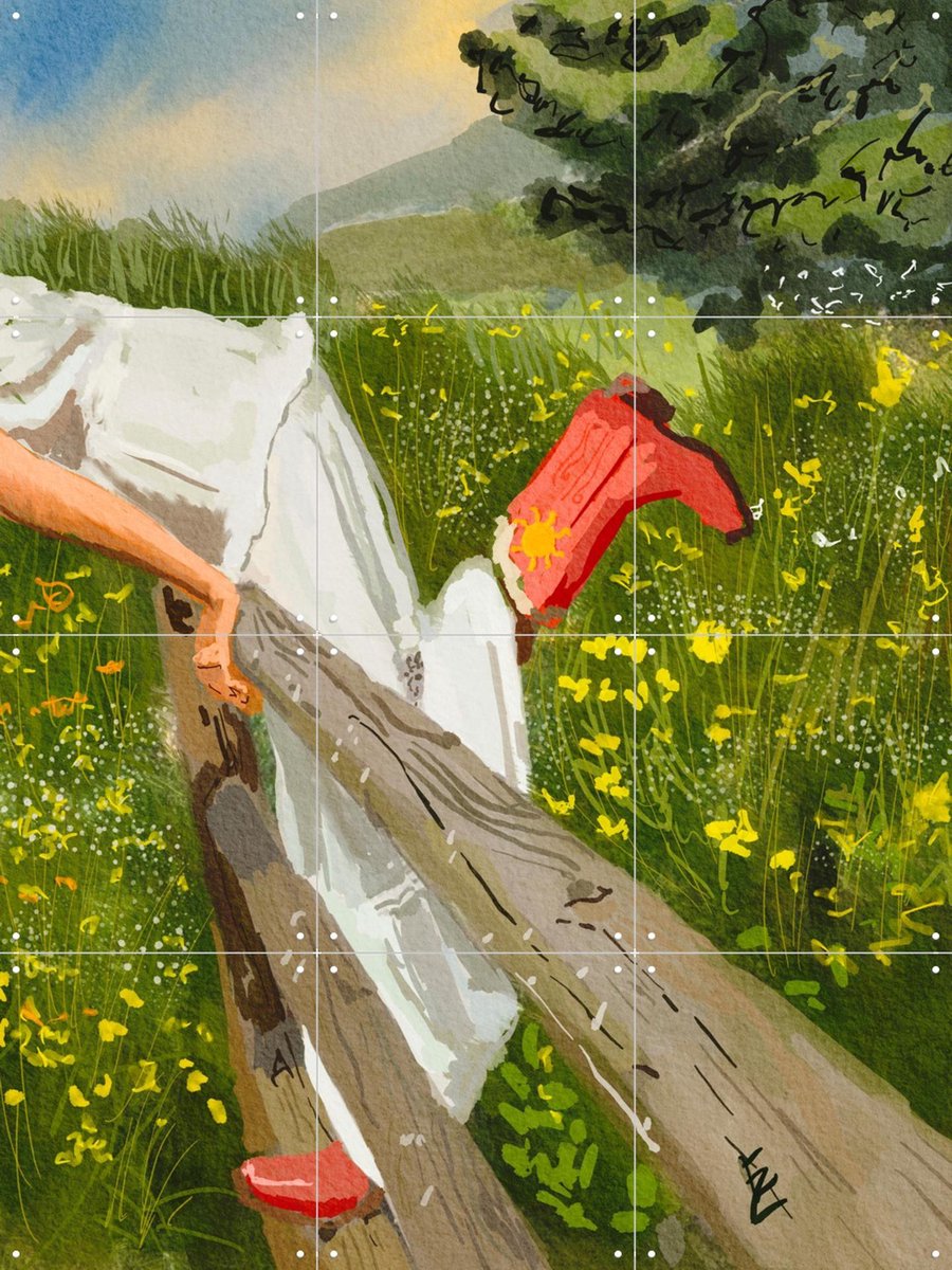 IXXI Into the fields, Ekaterina Zagorska - 60 x 80 cm - Gratis ophangtool - Grote wanddecoratie en posters - Speels, Aquarel, Illustraties