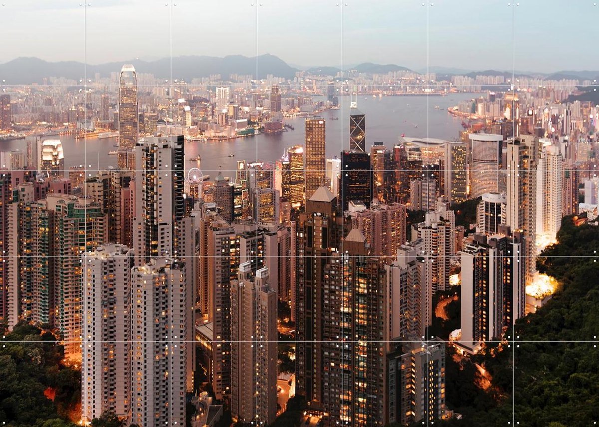 IXXI HongKong Skyline, Claire Droppert - 140 x 100 cm - Gratis ophangtool - Grote wanddecoratie en posters - Fotografie, Realisme, Studeerkamer