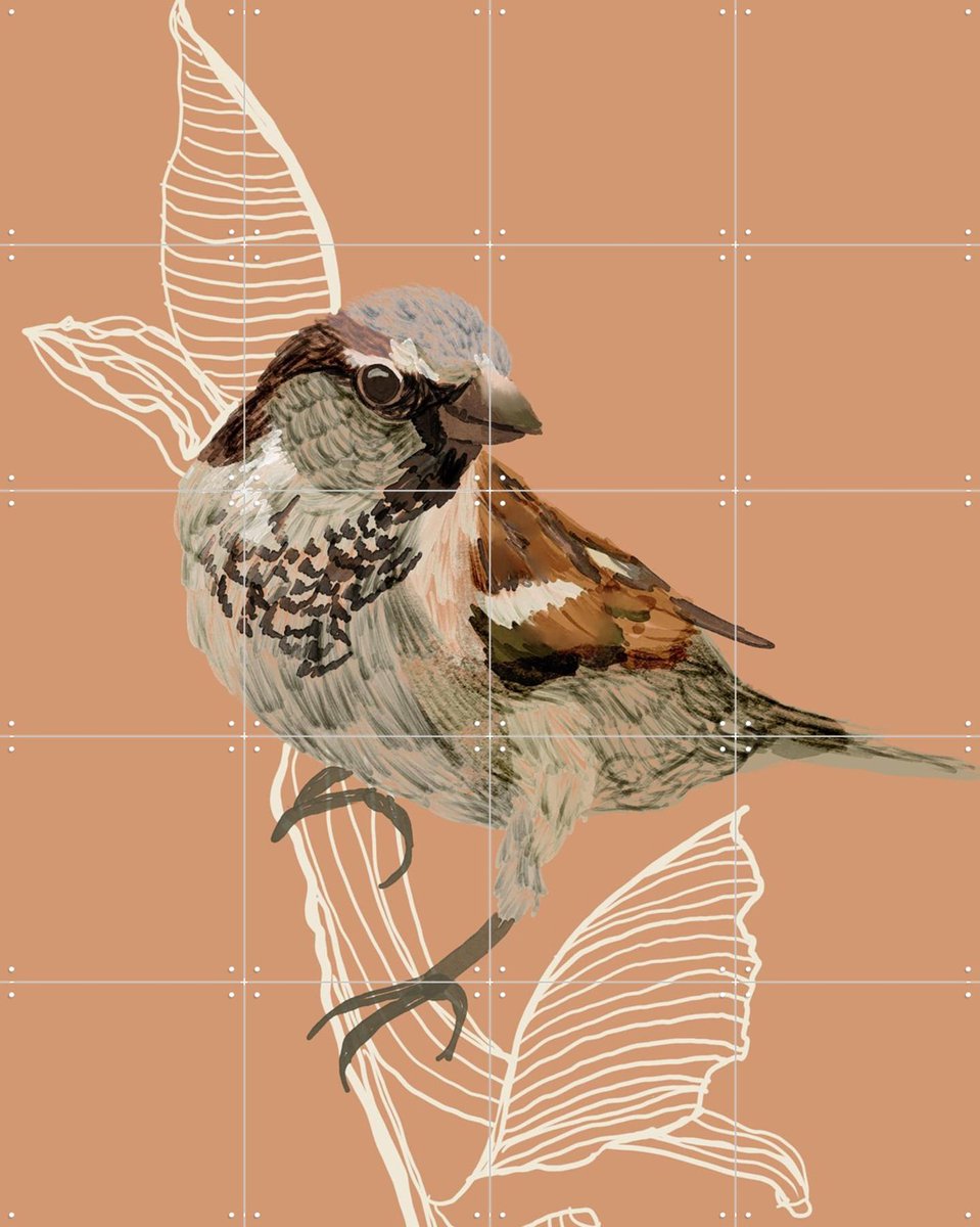 IXXI Sparrow, Esther Sepers - 80 x 100 cm - Gratis ophangtool - Grote wanddecoratie en posters - Illustraties, Line art, Digitale Kunst, Woonkamer