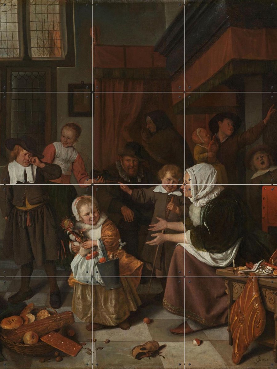 IXXI Het Sint-Nicolaasfeest, Jan Havicksz. Steen & Rijksmuseum - 60 x 80 cm - Gratis ophangtool - Grote wanddecoratie en posters - Schilderijen