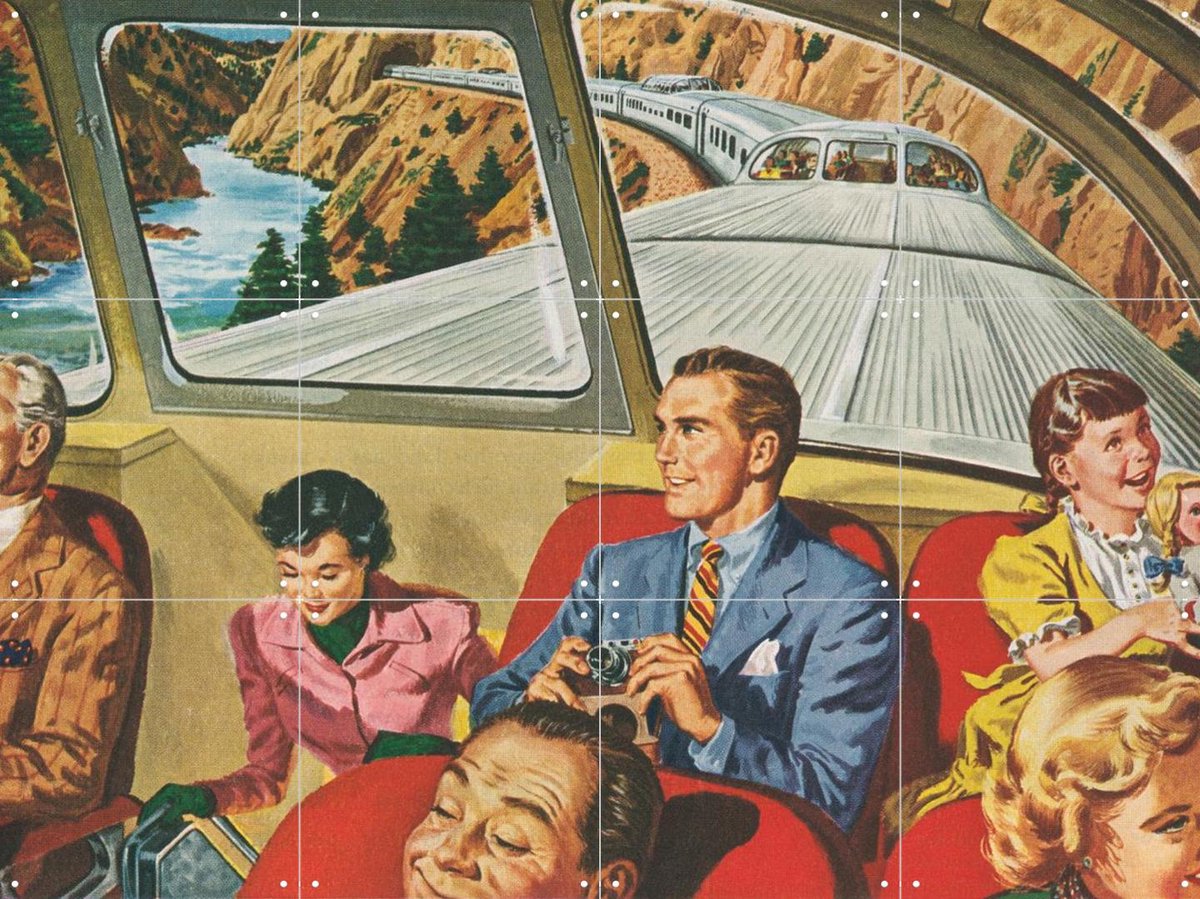 IXXI Futuristic Trip, Bridgeman Images - 80 x 60 cm - Gratis ophangtool - Grote wanddecoratie en posters - Illustraties, Kleurrijk, Retro, Vintage