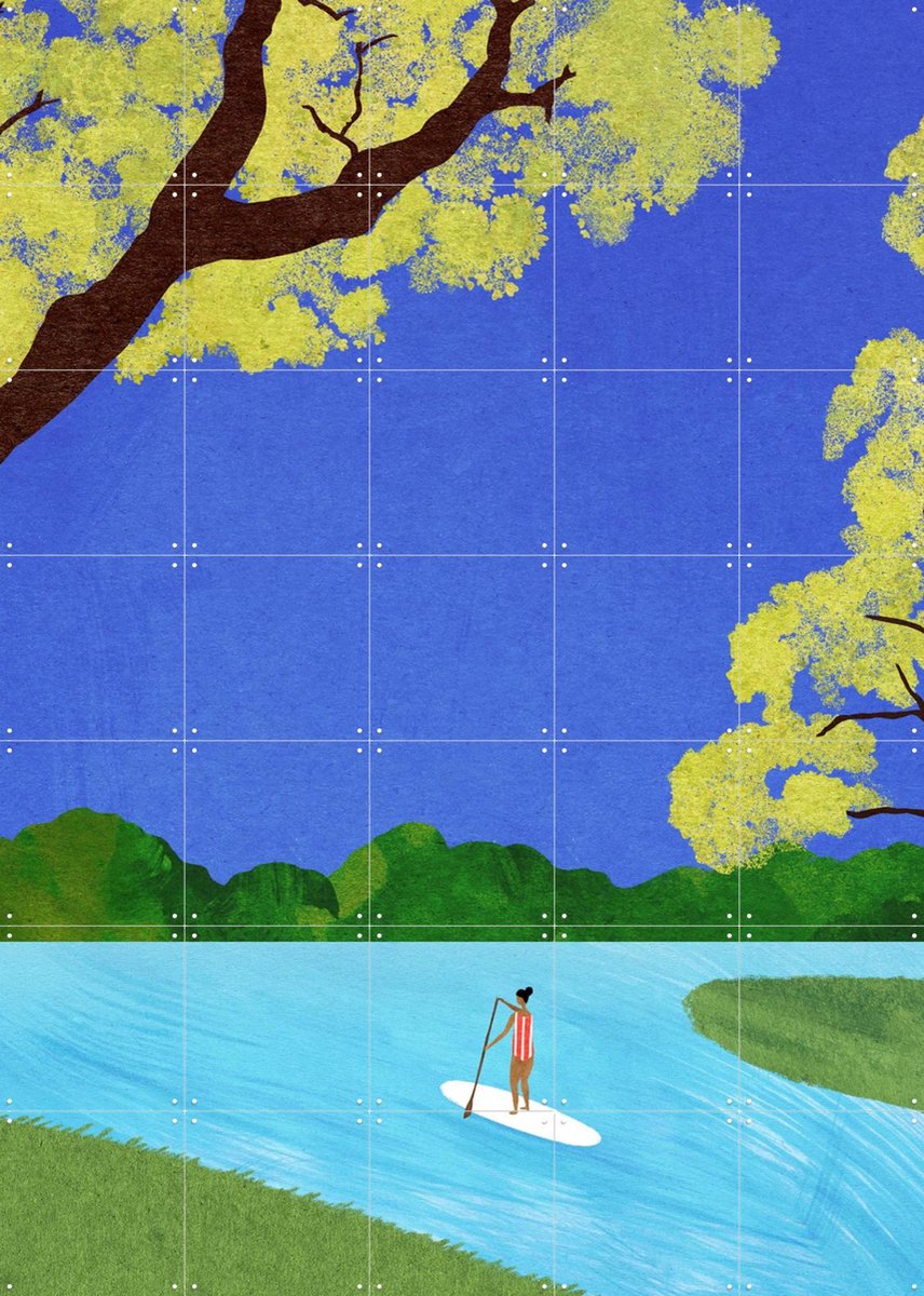 IXXI A Day on the River, Henry Rivers - 100 x 140 cm - Gratis ophangtool - Grote wanddecoratie en posters - Speels, Grafisch Ontwerp, Illustraties