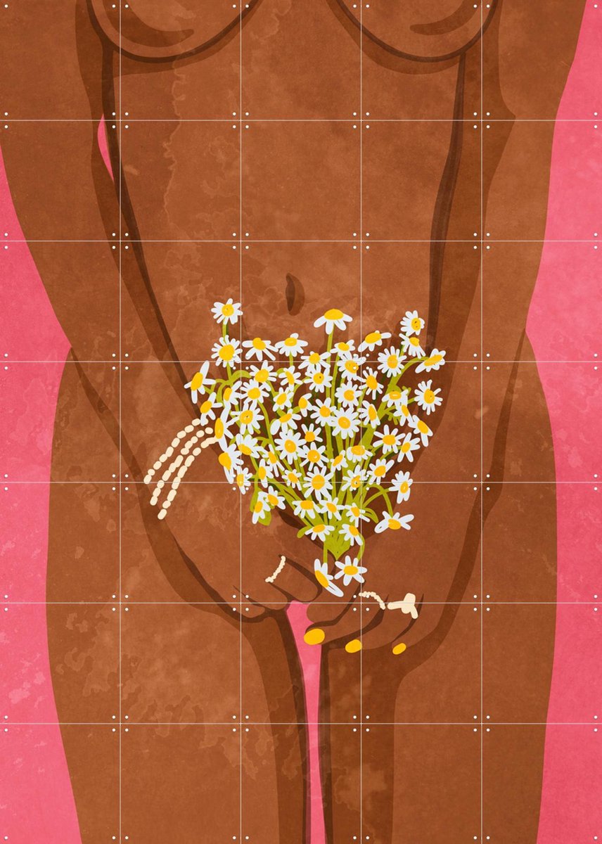 IXXI Wearing Flowers, Raissa Oltmanns - 100 x 140 cm - Gratis ophangtool - Grote wanddecoratie en posters - Speels, Grafisch Ontwerp, Kleurrijk