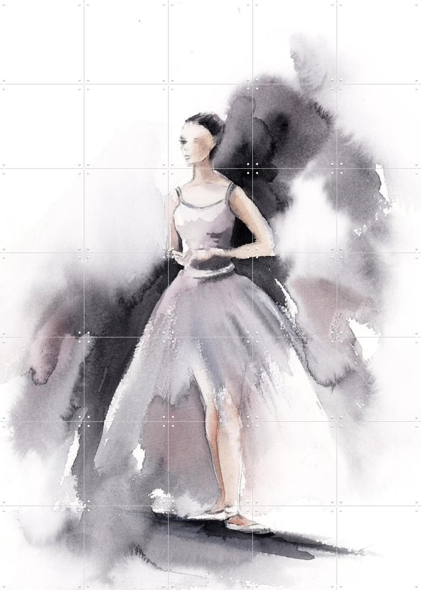 IXXI Ballerina Purple 1, Canot Stop Painting - 100 x 140 cm - Gratis ophangtool - Grote wanddecoratie en posters - Aquarel, Illustraties, Woonkamer