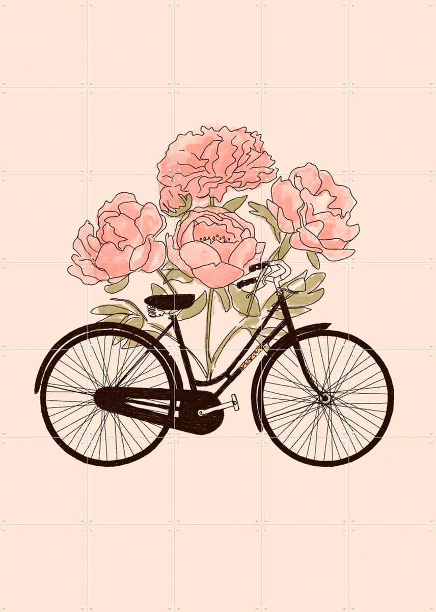 IXXI Bicycle Cities Paris, Florent Bodart - 100 x 140 cm - Gratis ophangtool - Grote wanddecoratie en posters - Line art, Illustraties, Speels