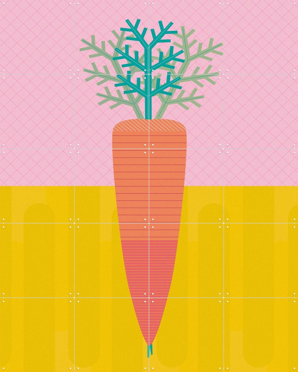 IXXI Carrot, Jetske Kox - 80 x 100 cm - Gratis ophangtool - Grote wanddecoratie en posters - Kleurrijk, Illustraties, Eten & Drinken