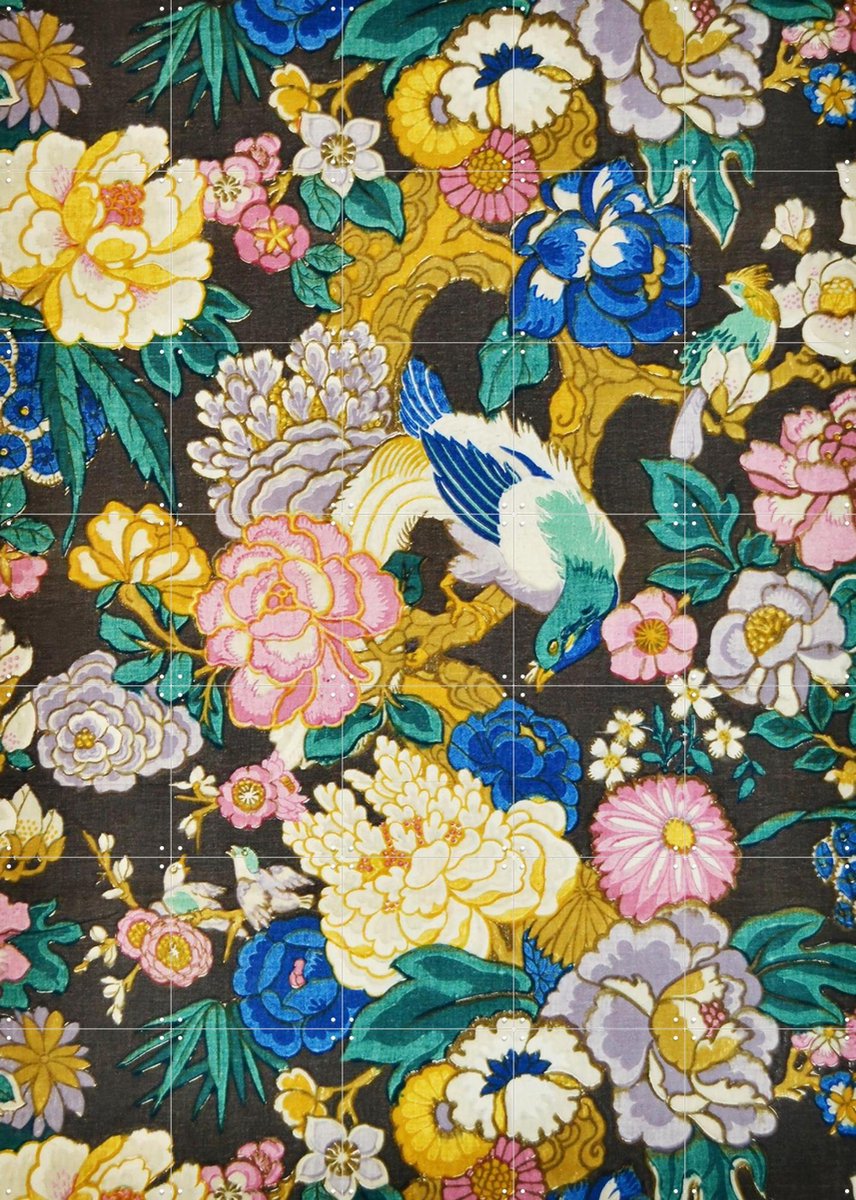IXXI Chinoiserie-style furnishing Fabric, Victoria and Albert Museum - 100 x 140 cm - Gratis ophangtool - Grote wanddecoratie en posters - Ornamenteel