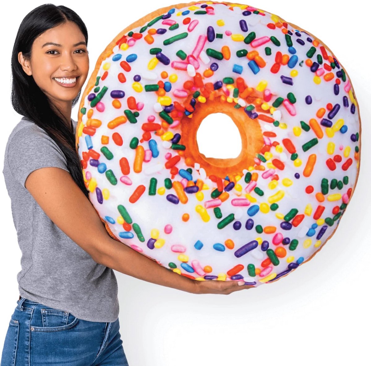 Grote 31 inch 3D Sprinkles Donut Pluche Kussen voor Bank of Bed