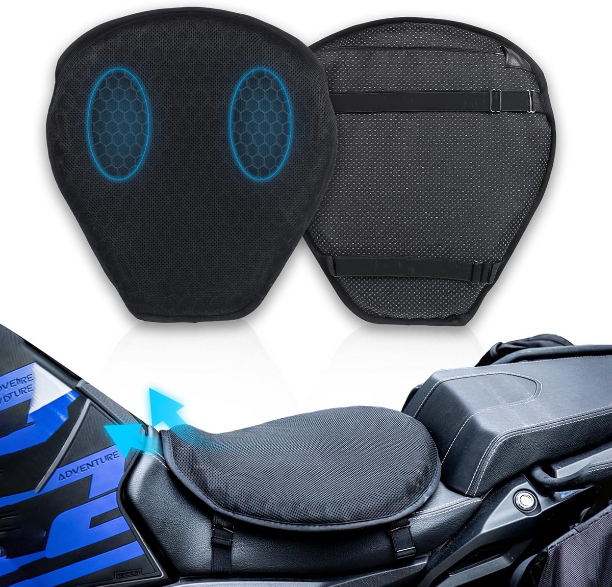 Comfortabel Motorfiets Zitkussen met Schokdemping - Ademend 3D Honingraat Design