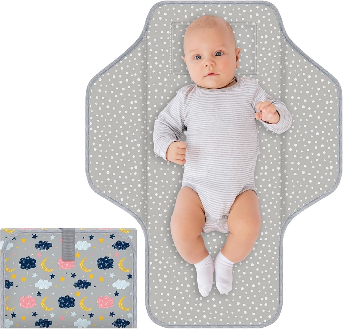 Waterdicht & Opvouwbaar Aankleedkussen voor Baby en Peuter - Draagbaar Verschoonmatje met Hoofdkussen