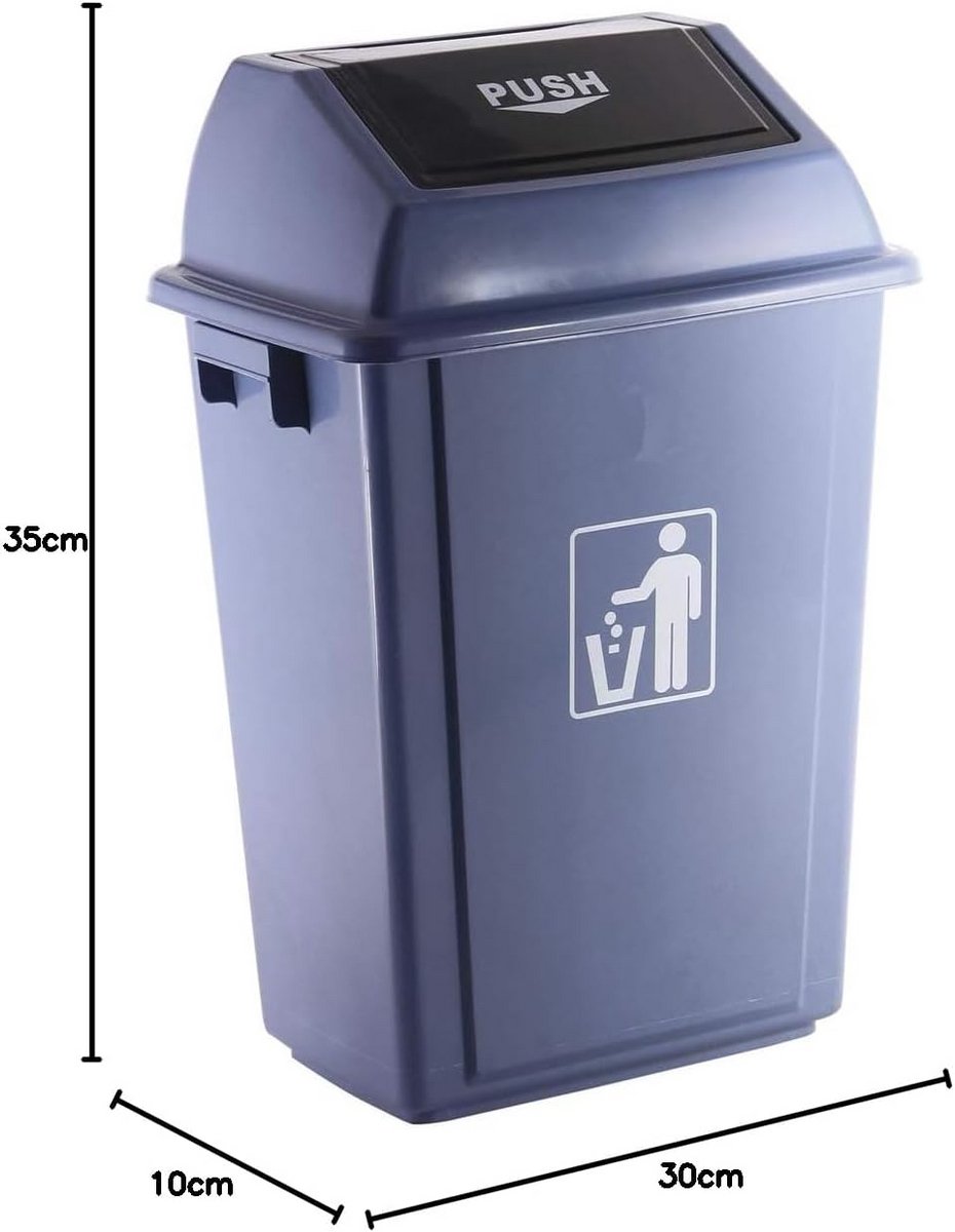 Grijze Pedaalemmer met Schommeldeksel - 50 Liter - Kunststof Vuilnisbak