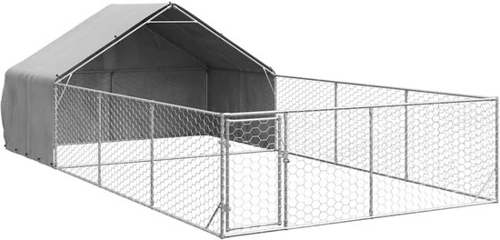 Grote buitenkennel voor honden met overkapping 700x300x190 cm Geïntegreerd nachthok