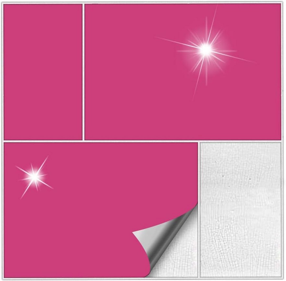 Zelfklevende Tegelstickers Roze Glans - 15x20 cm - Set van 100 Stuks - Herplakbare Wandteg