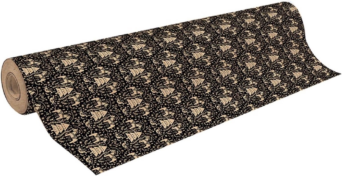 Zwart Kraft Inpakpapier Rol 50m - Gerecyclede Kwaliteit voor Cadeaus
