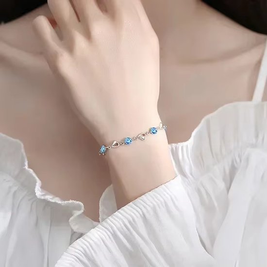 Roestvrijstalen Hart Halsketting en Armband Set voor Vrouwen - Vintage Kristal Sieraden, Elegant Cadeau voor Haar, Trendy Feestaccessoires - Blauw van Wolentty. — afbeelding 3